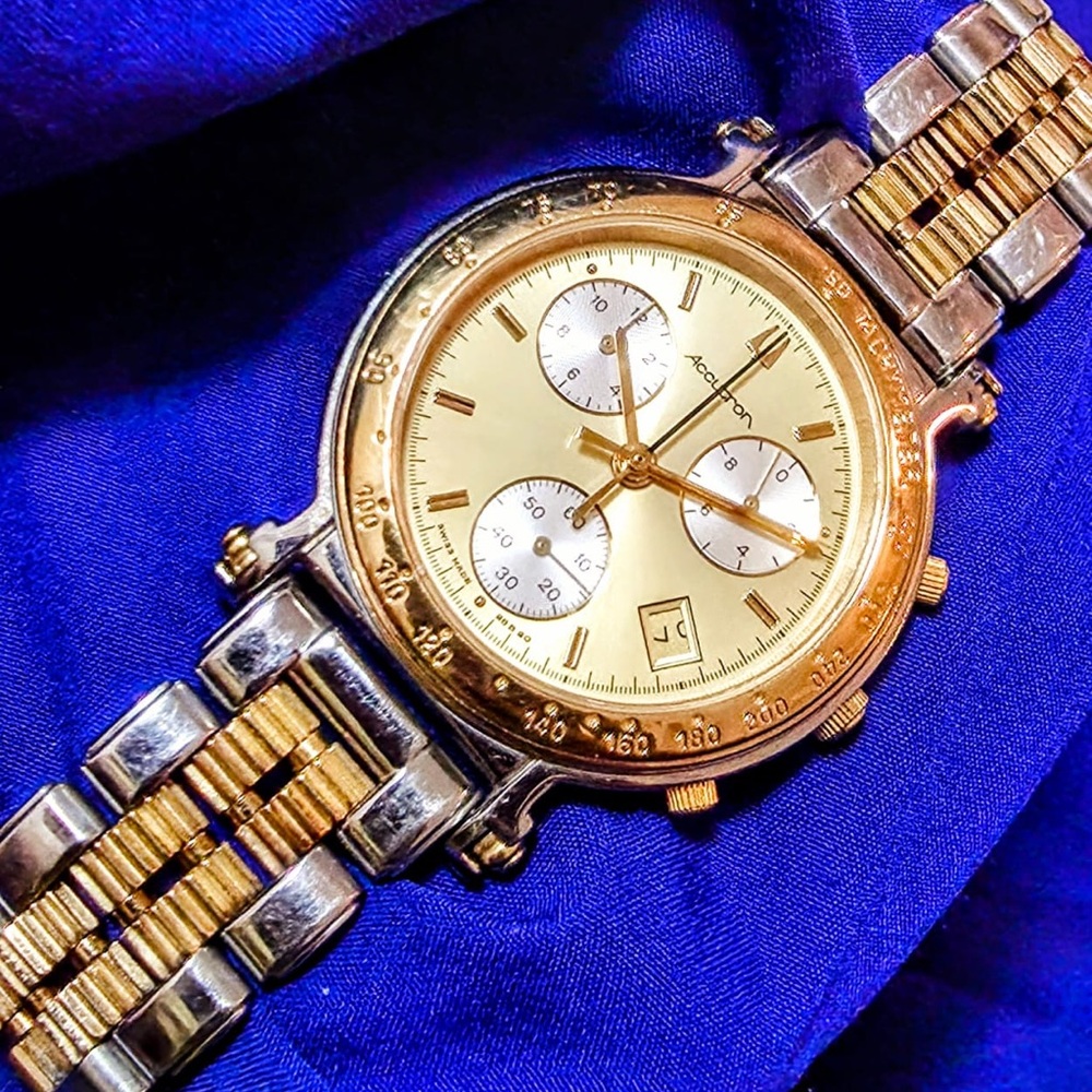 Rare Accutron T3 Chronograph 27B20 Swiss 27 Jewels Swiss Men's Gold Tone Watch